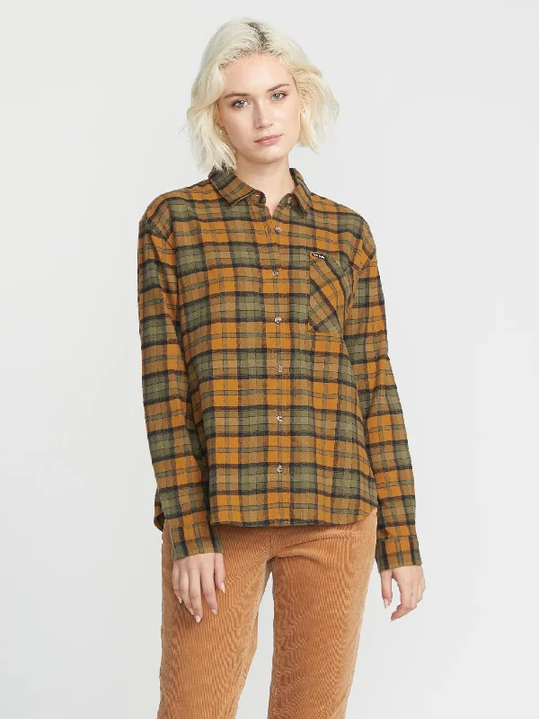 Women's military - style jackets with epaulets for a tough and fashionable appearancePlaid To Meet U Flannel - Bronze