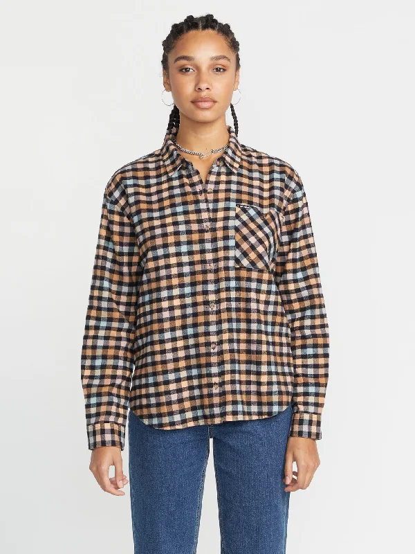 Women's faux fur - trimmed denim jackets for a trendy and cozy stylePlaid To Meet U Flannel - Winter Orchid Women's faux fur - trimmed denim jackets for a trendy and cozy stylePlaid To Meet U Flannel - Winter Orchid