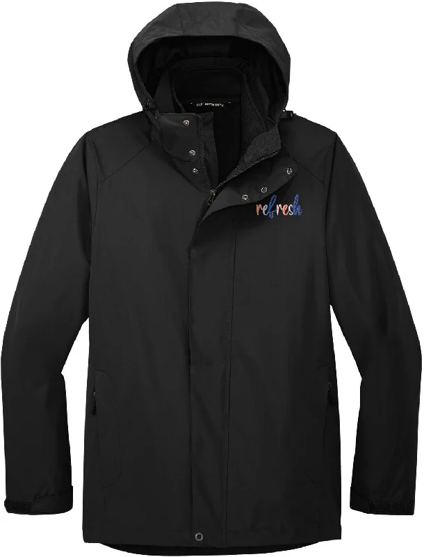 Women's quilted puffer jackets in a cropped silhouette for a modern twistPort Authority All-Weather 3-In-1 Jacket
