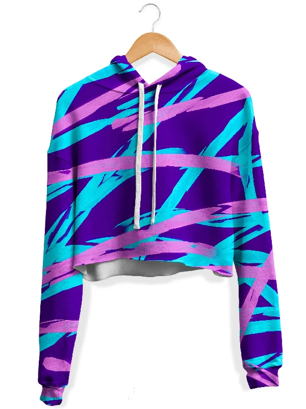 Women's pullover hoodie with a side slit for a modern and relaxed fitPurple and Blue Rave Abstract Fleece Crop Hoodie Women's pullover hoodie with a side slit for a modern and relaxed fitPurple and Blue Rave Abstract Fleece Crop Hoodie