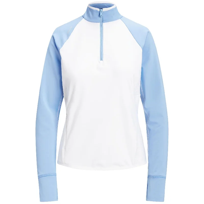 Women's pea coats in a plus - size fit for a flattering and warm winter coatRLX Womens Luxury Performance Hybrid Quarter Zip White/Blue - AW23 Women's pea coats in a plus - size fit for a flattering and warm winter coatRLX Womens Luxury Performance Hybrid Quarter Zip White/Blue - AW23
