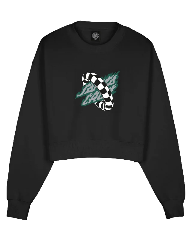 Women's hoodie with a kangaroo pocket and a pom - pom drawstring for added charmGoal Flame Front Sweatshirt in Black Wash Women's hoodie with a kangaroo pocket and a pom - pom drawstring for added charmGoal Flame Front Sweatshirt in Black Wash