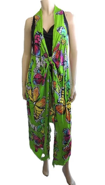 Women's double - breasted tweed jackets in classic colors for a sophisticated office lookGreen Butterfly Sarong Women's double - breasted tweed jackets in classic colors for a sophisticated office lookGreen Butterfly Sarong