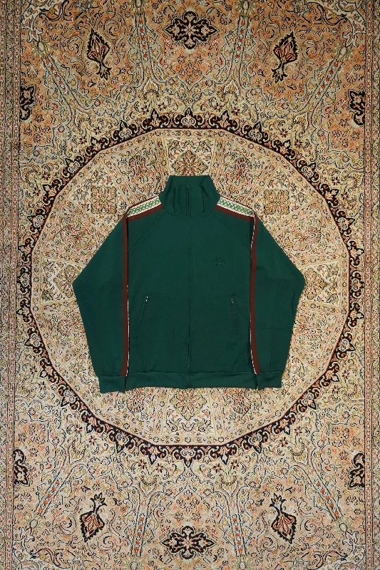 Women's denim jackets with a patchwork design for a bohemian and artsy styleLACE TAPE TRACK JACKET(DARK GREEN) Women's denim jackets with a patchwork design for a bohemian and artsy styleLACE TAPE TRACK JACKET(DARK GREEN)