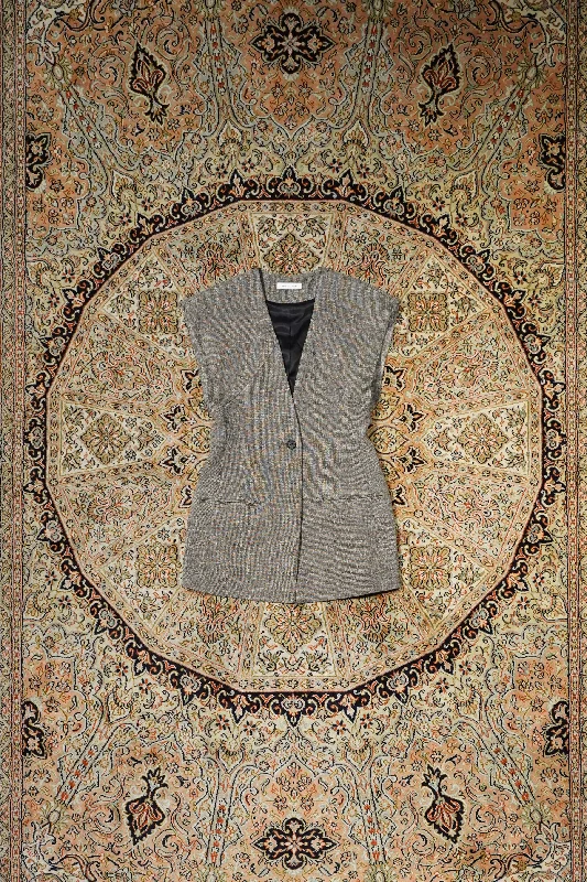 Women's quilted puffer jackets in a cropped silhouette for a modern twistNO-SLEEVE JACKET (BK TWEED) Women's quilted puffer jackets in a cropped silhouette for a modern twistNO-SLEEVE JACKET (BK TWEED)