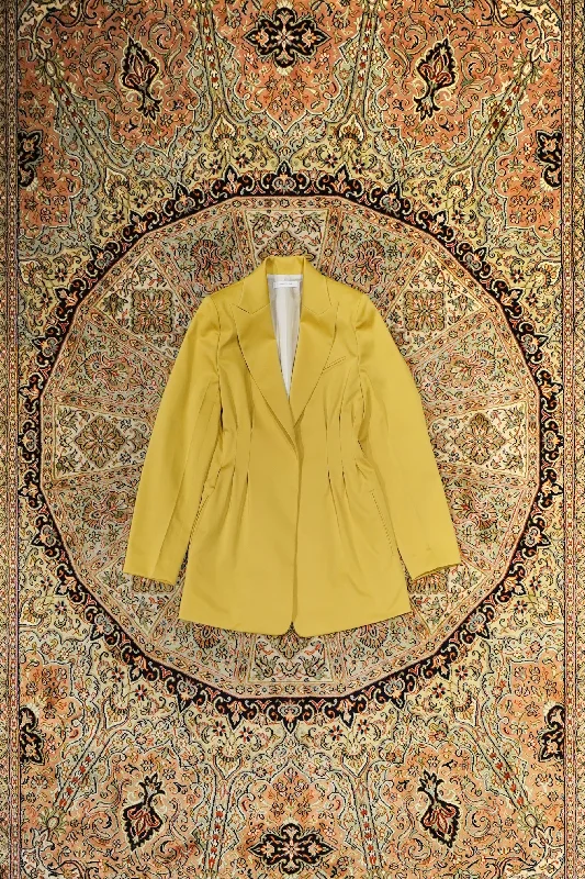Women's long - line cardigan jackets in a soft knit for a cozy and elegant lookTUCK JACKET (YELLOW)