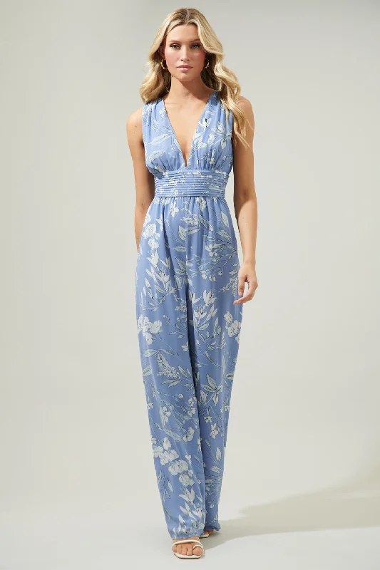 Women jumpsuits with fringe accents for a bohemian and fun - loving styleScout Floral Tilda Plunging Neckline Jumpsuit Women jumpsuits with fringe accents for a bohemian and fun - loving styleScout Floral Tilda Plunging Neckline Jumpsuit