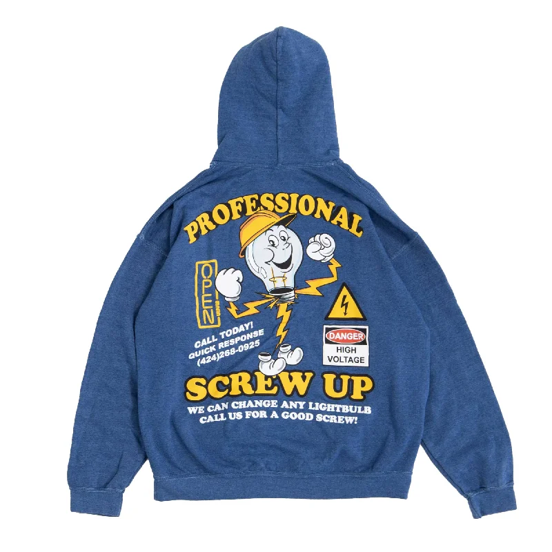 Women's zip - front sweatshirt with contrast stitching for a sporty aestheticScrew Up Pigment Blue Hoodie Women's zip - front sweatshirt with contrast stitching for a sporty aestheticScrew Up Pigment Blue Hoodie