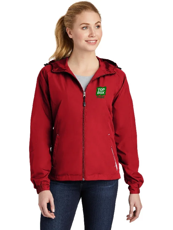 Women's long - line cardigan jackets in a soft knit for a cozy and elegant lookSport-Tek Ladies Colorblock Hooded Raglan Jacket Women's long - line cardigan jackets in a soft knit for a cozy and elegant lookSport-Tek Ladies Colorblock Hooded Raglan Jacket