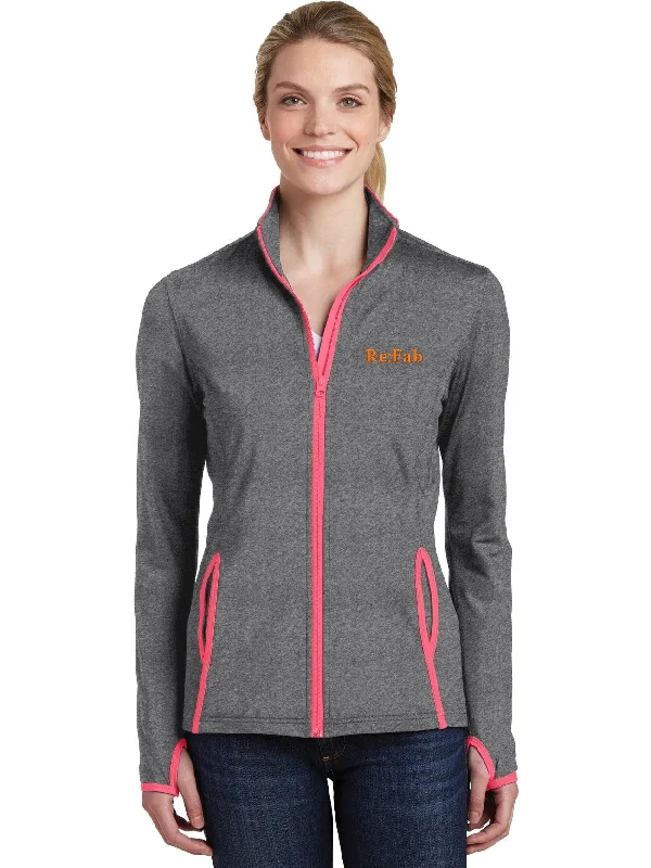 Women's cropped down jackets in bold colors for a sporty and fashionable winter outfitSport-Tek Ladies Sport-Wick Stretch Contrast Full-Zip Jacket Women's cropped down jackets in bold colors for a sporty and fashionable winter outfitSport-Tek Ladies Sport-Wick Stretch Contrast Full-Zip Jacket
