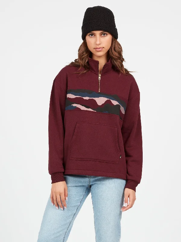 Women's double - breasted tweed jackets in classic colors for a sophisticated office lookStone Stacked Mock Neck Hoodie - Burgundy Women's double - breasted tweed jackets in classic colors for a sophisticated office lookStone Stacked Mock Neck Hoodie - Burgundy