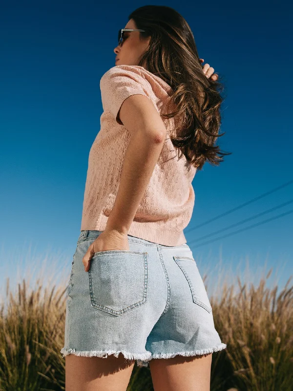 Women's bomber jackets with a holographic finish for a futuristic and eye - catching lookStone Step Hirise Shorts - Retro Blue Women's bomber jackets with a holographic finish for a futuristic and eye - catching lookStone Step Hirise Shorts - Retro Blue