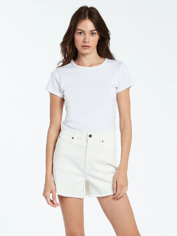 Women's military - style jackets with epaulets for a tough and fashionable appearanceStone Step High Rise Denim Shorts - Star White Women's military - style jackets with epaulets for a tough and fashionable appearanceStone Step High Rise Denim Shorts - Star White
