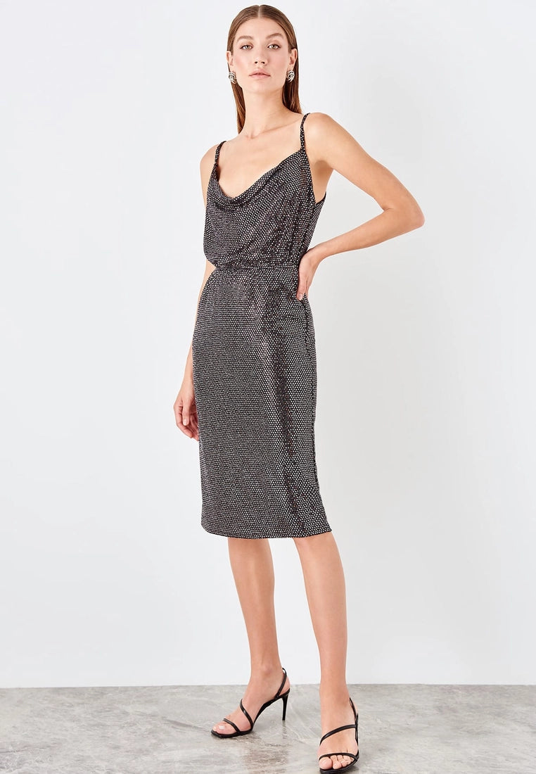 Halter Neck Women Dress to Show Off the Shoulders and NecklineStrap Cowl Neck Shimmer Dress Halter Neck Women Dress to Show Off the Shoulders and NecklineStrap Cowl Neck Shimmer Dress