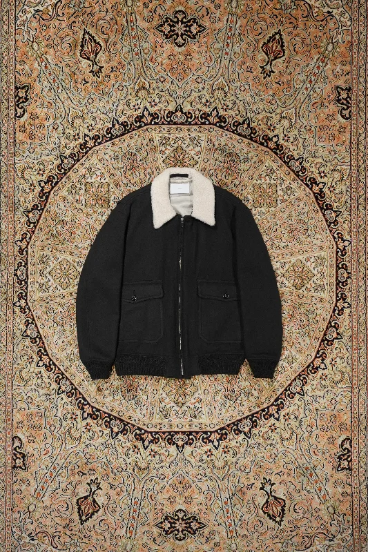 Women's shearling - lined suede jackets for ultimate warmth and luxuryCREATER MELTON G-1 (CHARCOAL BLACK) Women's shearling - lined suede jackets for ultimate warmth and luxuryCREATER MELTON G-1 (CHARCOAL BLACK)