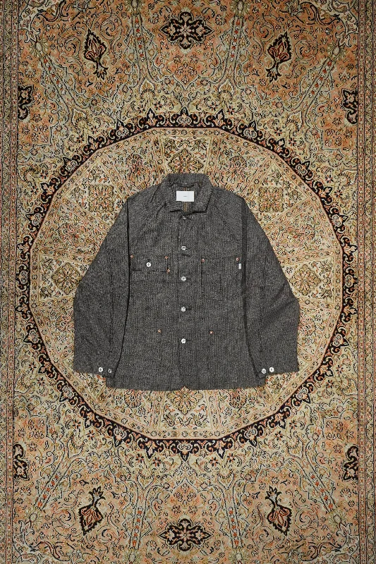 Women's quilted puffer jackets in a cropped silhouette for a modern twistHERRINGBONE COVERALL (GRAY HERRINGBONE)