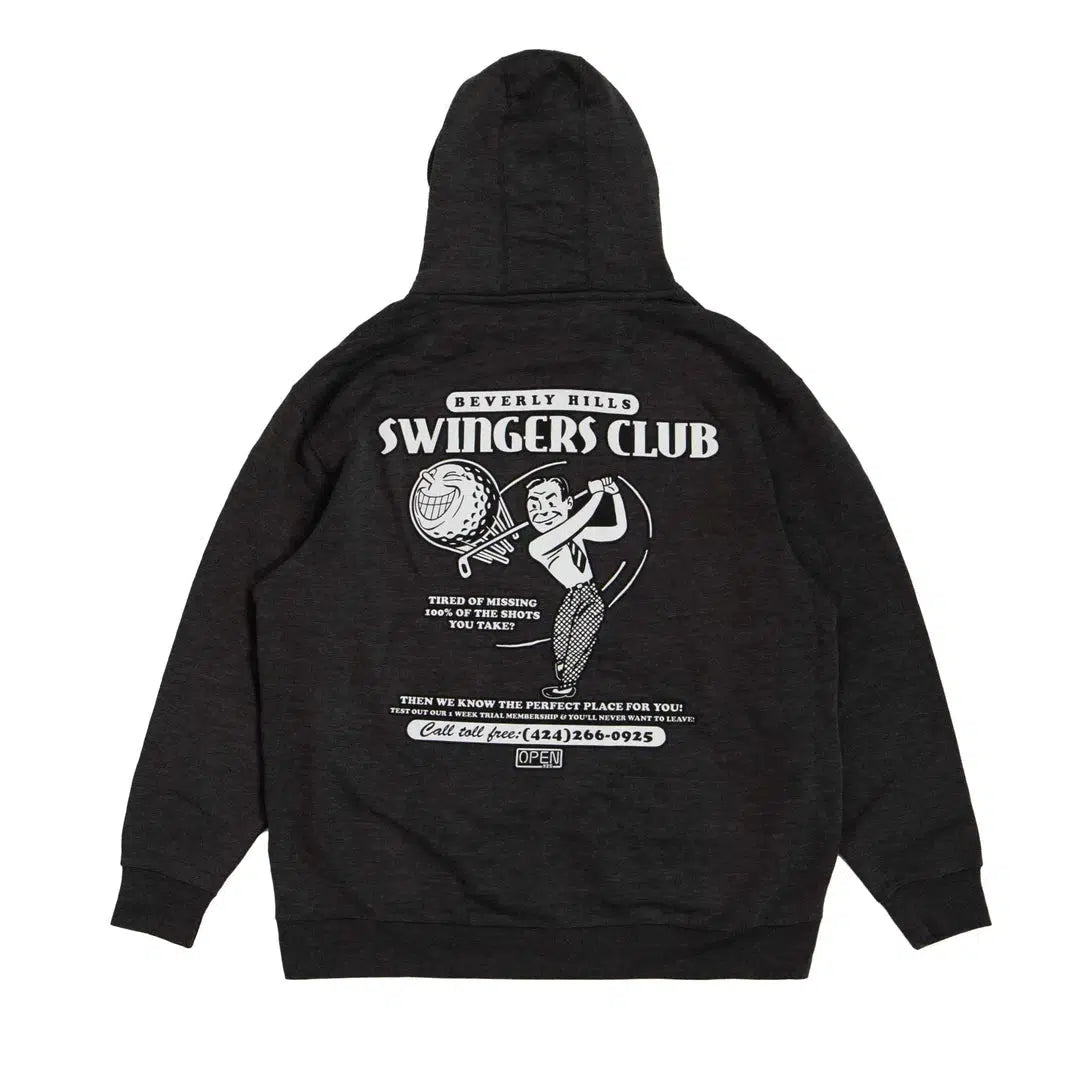 Women's long - sleeve cropped sweatshirt with ribbed cuffs for a snug fitSwingers Hoodie Charcoal Grey Women's long - sleeve cropped sweatshirt with ribbed cuffs for a snug fitSwingers Hoodie Charcoal Grey