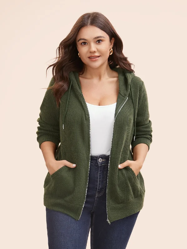 Women's fleece - lined hoodie with thumbholes for warmth in winterTexture Pocket Drawstring Hooded Sweatshirt Women's fleece - lined hoodie with thumbholes for warmth in winterTexture Pocket Drawstring Hooded Sweatshirt