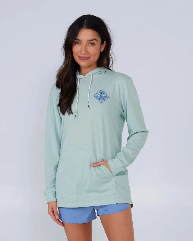 Women's waterproof rain jackets in bright yellow for high - visibility outdoor activitiesTippet Fill Hooded Tech Tee - Jade UPF 40+ Women's waterproof rain jackets in bright yellow for high - visibility outdoor activitiesTippet Fill Hooded Tech Tee - Jade UPF 40+