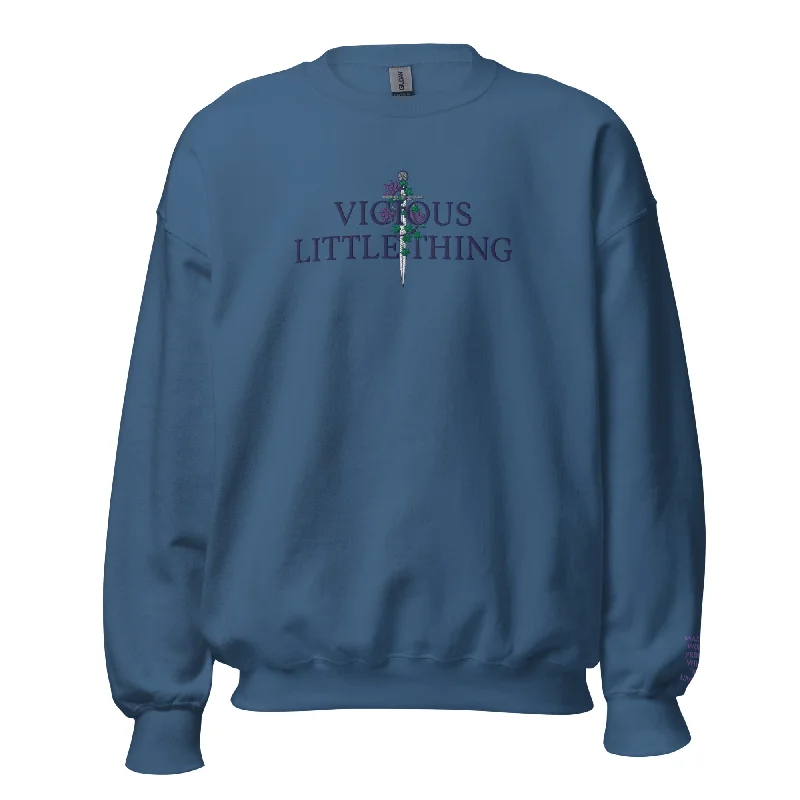 Women's quarter - zip sweatshirt made of organic cotton for eco - conscious fashionVicious Little Thing Paedyn Gray Embroidered Sweatshirt