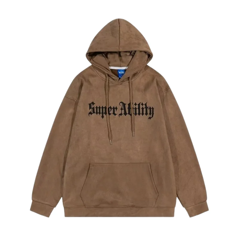 Women's fleece - lined hoodie with thumbholes for warmth in winterVintage Cross Letter Print Hoodie