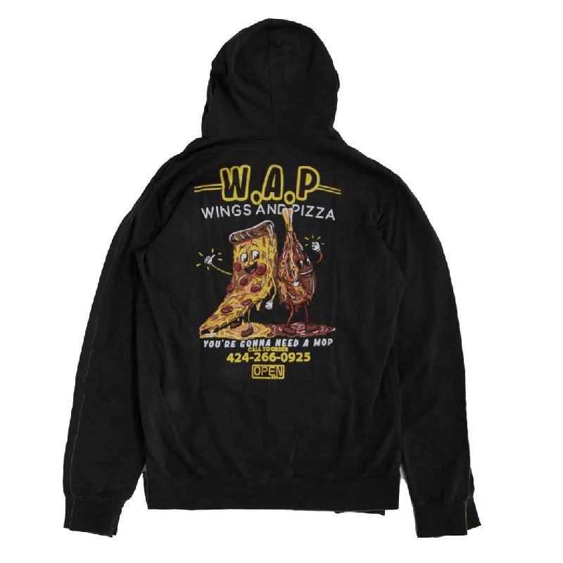 Wings and Pizza Pigment Black Dye Hoodie