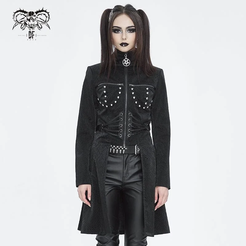 Women's windbreaker jackets with adjustable hoods for windy daysWomen's Gothic Stand Collar High/Low Faux Leather Jacket Women's windbreaker jackets with adjustable hoods for windy daysWomen's Gothic Stand Collar High/Low Faux Leather Jacket