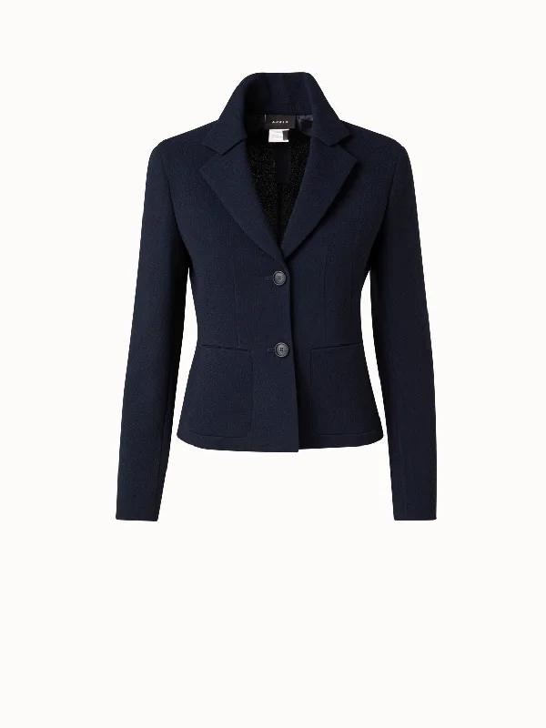 Women's shearling - lined suede jackets for ultimate warmth and luxuryWool Crêpe Double-Face Short Blazer Women's shearling - lined suede jackets for ultimate warmth and luxuryWool Crêpe Double-Face Short Blazer