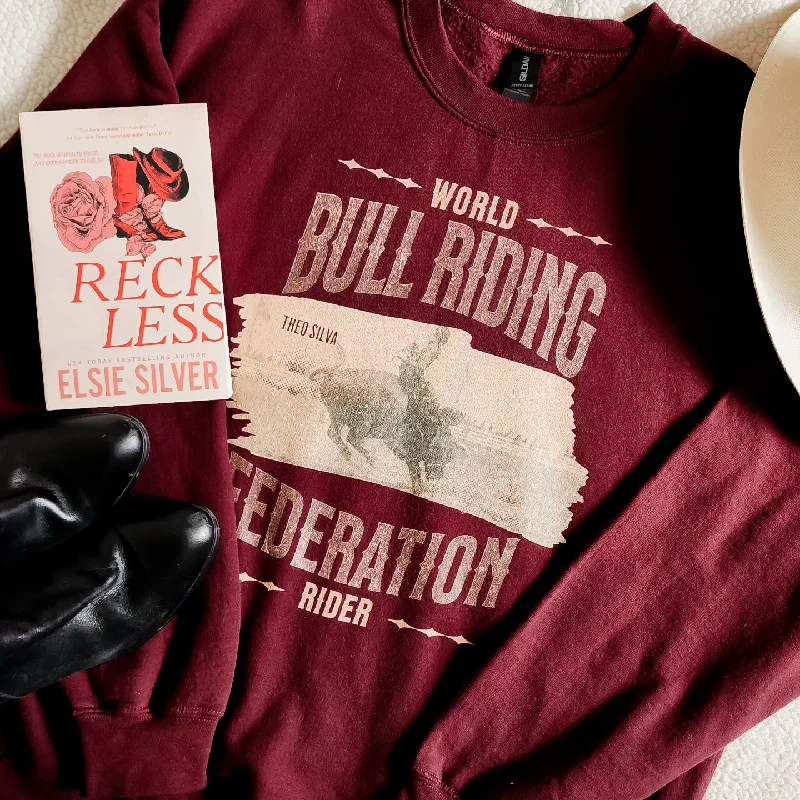Women's hoodie with a kangaroo pocket and a pom - pom drawstring for added charmWorld Bull Riding Federation Rider Sweatshirt Women's hoodie with a kangaroo pocket and a pom - pom drawstring for added charmWorld Bull Riding Federation Rider Sweatshirt