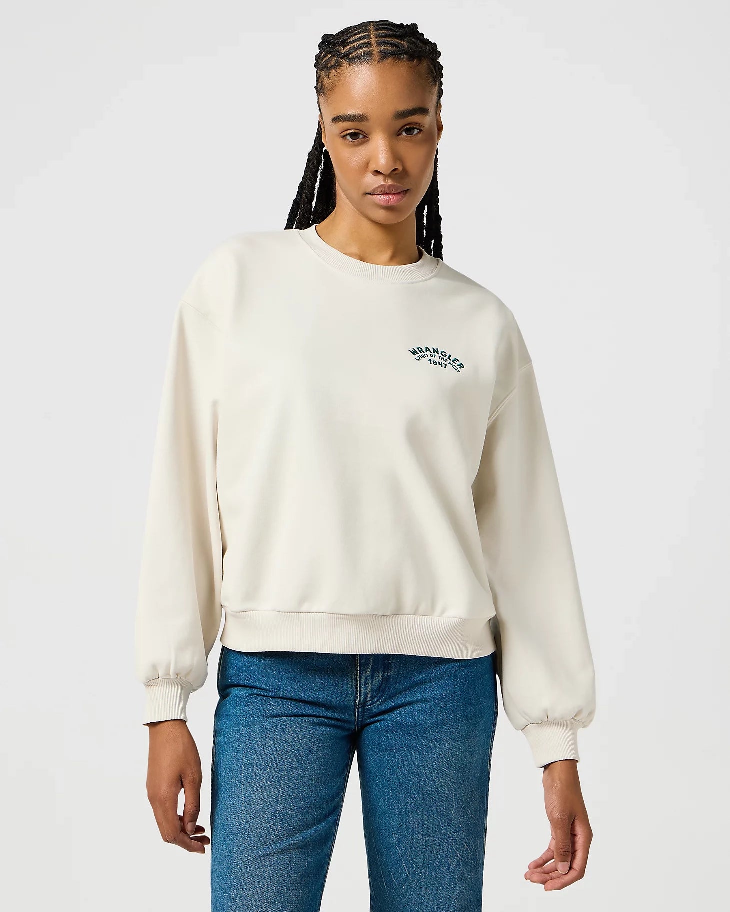 Women's hoodie with a detachable hood for customizable stylingOversized Sweatshirt in Vintage White Women's hoodie with a detachable hood for customizable stylingOversized Sweatshirt in Vintage White