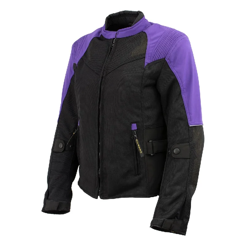 Women's bomber jackets with floral embroidery for a feminine and unique designXelement 'Gold Series' XS22008 Women's 'Be Cool' Black and Purple Armored Textile with Soft-Shell Motorcycle Jacket Women's bomber jackets with floral embroidery for a feminine and unique designXelement 'Gold Series' XS22008 Women's 'Be Cool' Black and Purple Armored Textile with Soft-Shell Motorcycle Jacket