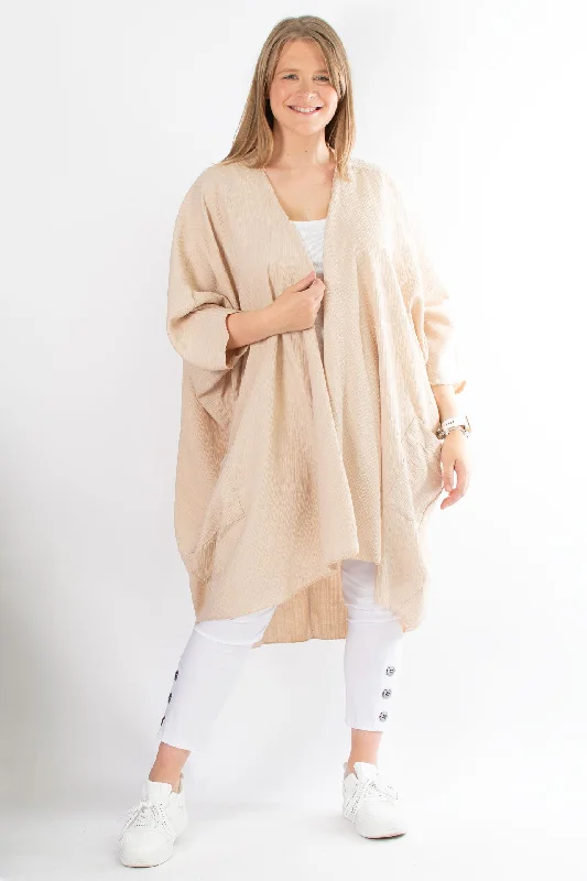 Women's faux fur - trimmed denim jackets for a trendy and cozy styleZoe Waterfall Cardigan | Beige Women's faux fur - trimmed denim jackets for a trendy and cozy styleZoe Waterfall Cardigan | Beige