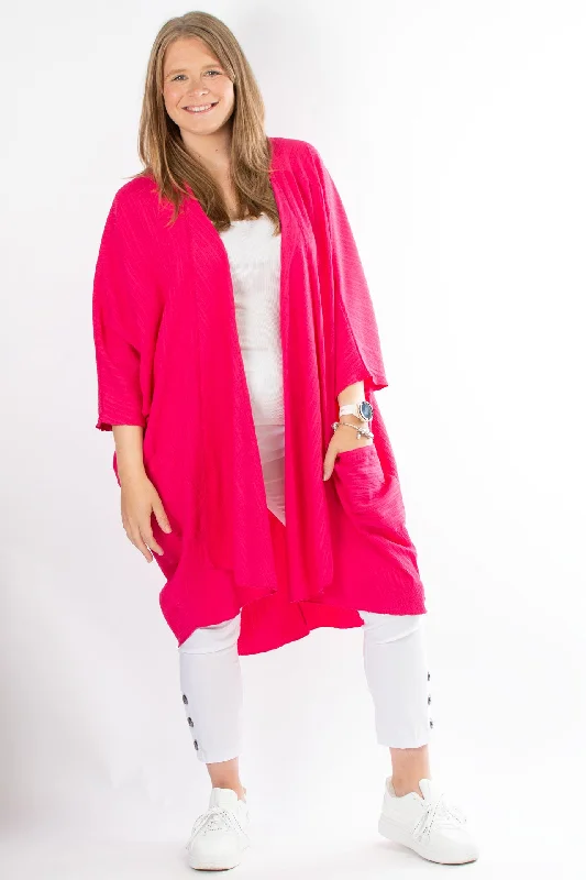Women's cropped down jackets in bold colors for a sporty and fashionable winter outfitZoe Waterfall Cardigan | Hot Pink Women's cropped down jackets in bold colors for a sporty and fashionable winter outfitZoe Waterfall Cardigan | Hot Pink