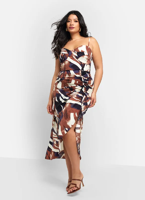 Midi dresses with polka dot prints for a playful summer outfitColette Abstract Print Adjustable Ruched Midi Bodycon Dress Midi dresses with polka dot prints for a playful summer outfitColette Abstract Print Adjustable Ruched Midi Bodycon Dress