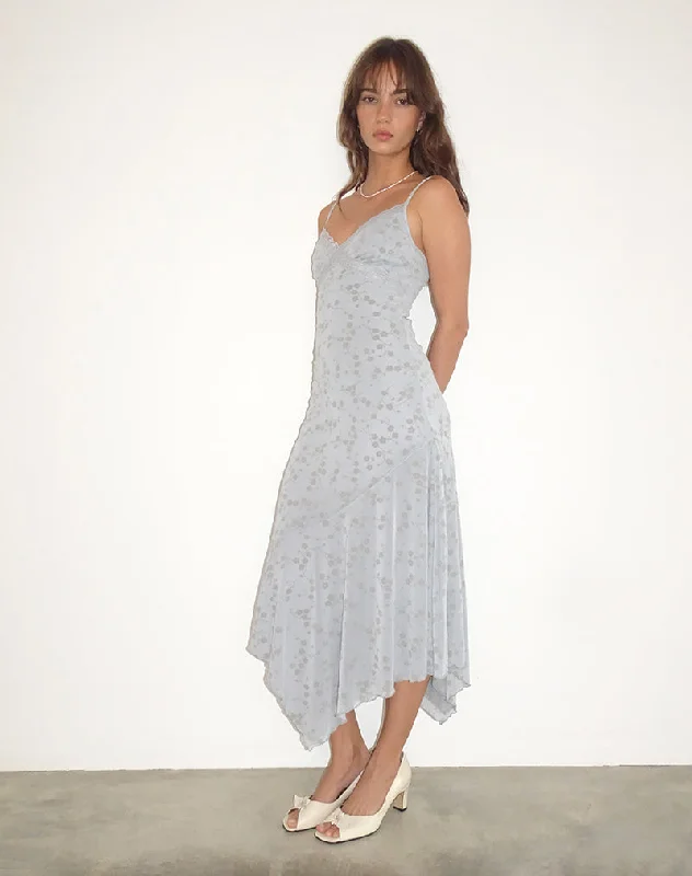 Midi dresses with embroidered accents for a unique and detailed designDevon Midi Dress in Flock Chic Petals Grey Midi dresses with embroidered accents for a unique and detailed designDevon Midi Dress in Flock Chic Petals Grey