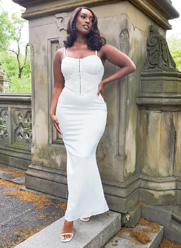 Midi dresses with V - necklines for a flattering and elongating effectJanessa Satin Corset Maxi Bodycon Dress Midi dresses with V - necklines for a flattering and elongating effectJanessa Satin Corset Maxi Bodycon Dress
