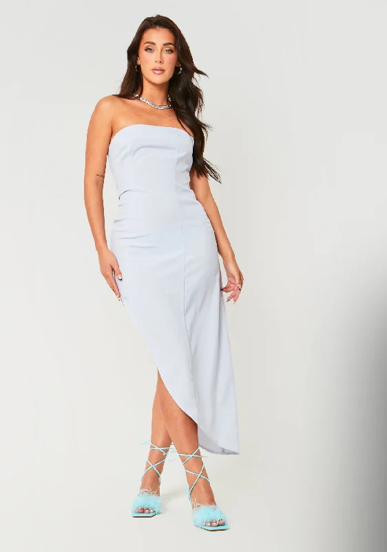 Midi dresses with animal prints for a bold and confident appearanceJemma Blue Bandeau Asymmetric Midi Dress Midi dresses with animal prints for a bold and confident appearanceJemma Blue Bandeau Asymmetric Midi Dress