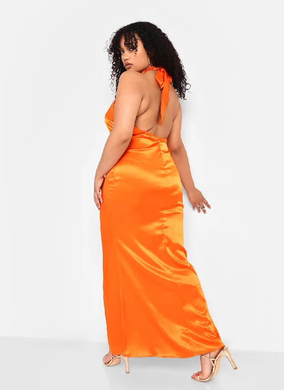 Midi dresses with side slits for a sexy and elegant appearanceJolene Satin Halter Maxi Bodycon Dress Midi dresses with side slits for a sexy and elegant appearanceJolene Satin Halter Maxi Bodycon Dress