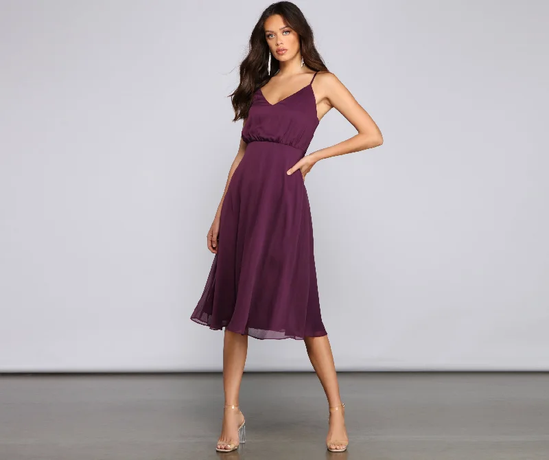 Midi dresses with abstract art prints for an artistic statementMaggie Formal Chiffon A-Line Midi Dress