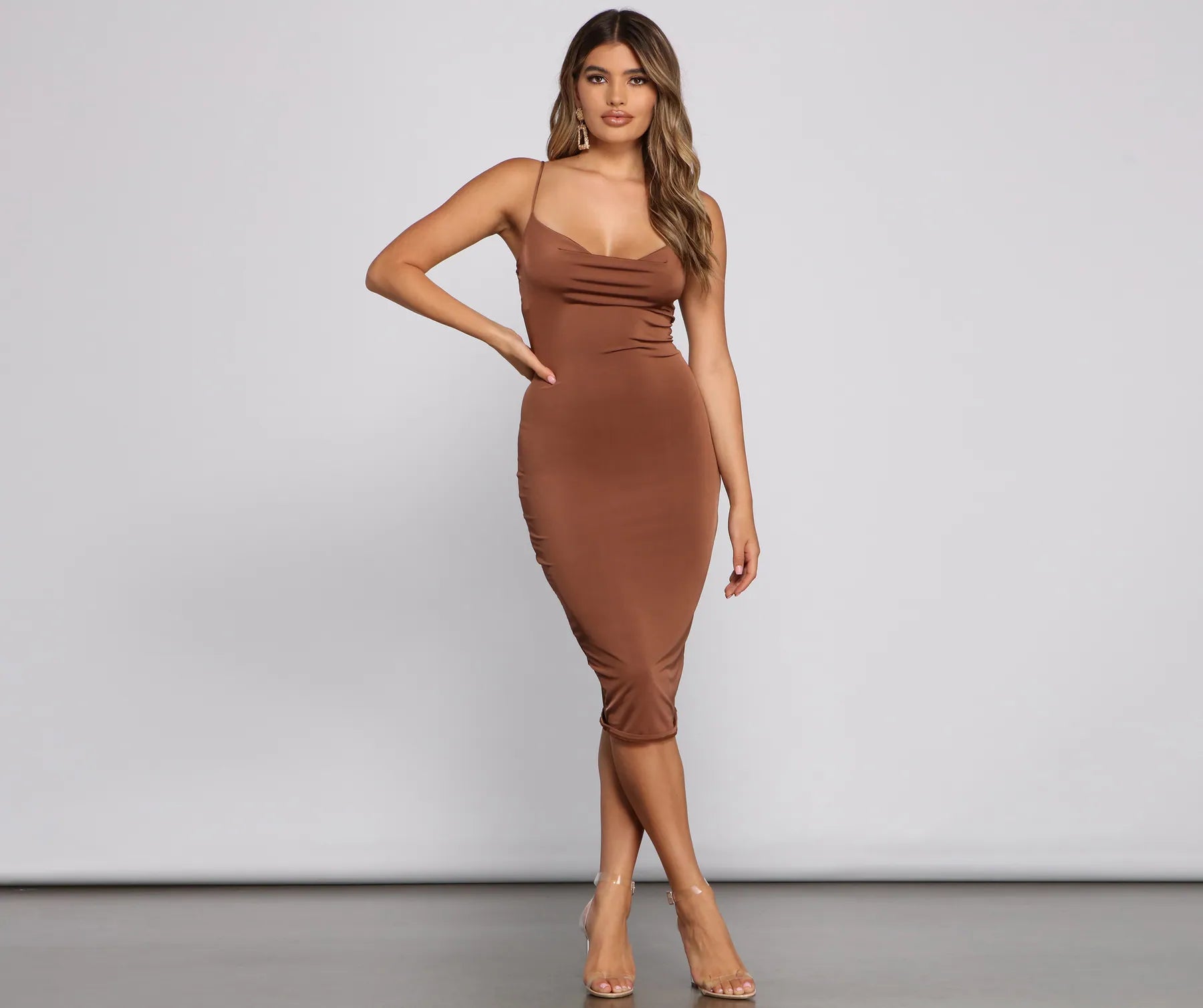 High - low midi dresses with geometric patterns for a modern partyThe Luxe Level Sleeveless Midi Dress