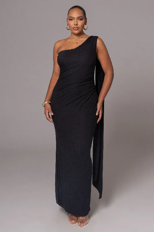 Sheer maxi dresses with lace overlays for a romantic touchBlack Kianna Drape Maxi Dress Sheer maxi dresses with lace overlays for a romantic touchBlack Kianna Drape Maxi Dress