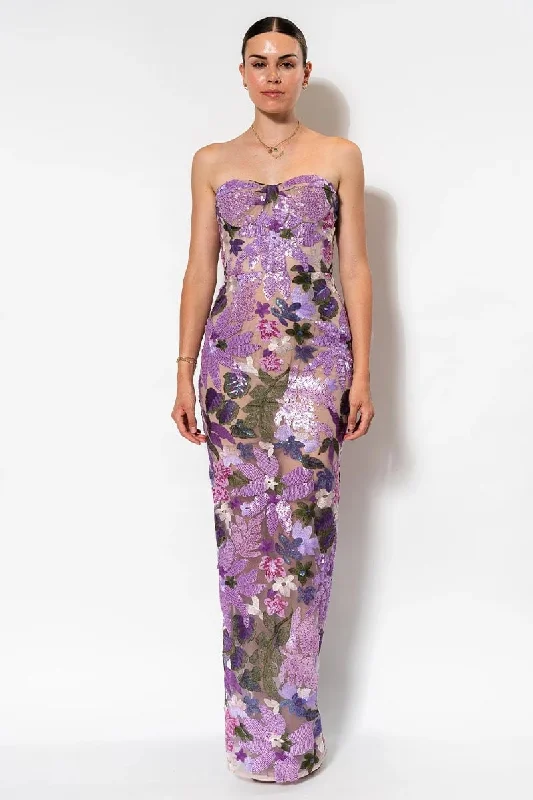 Plaid maxi dresses for fall fashion eventsCalista Sequin Embroidered Maxi Dress