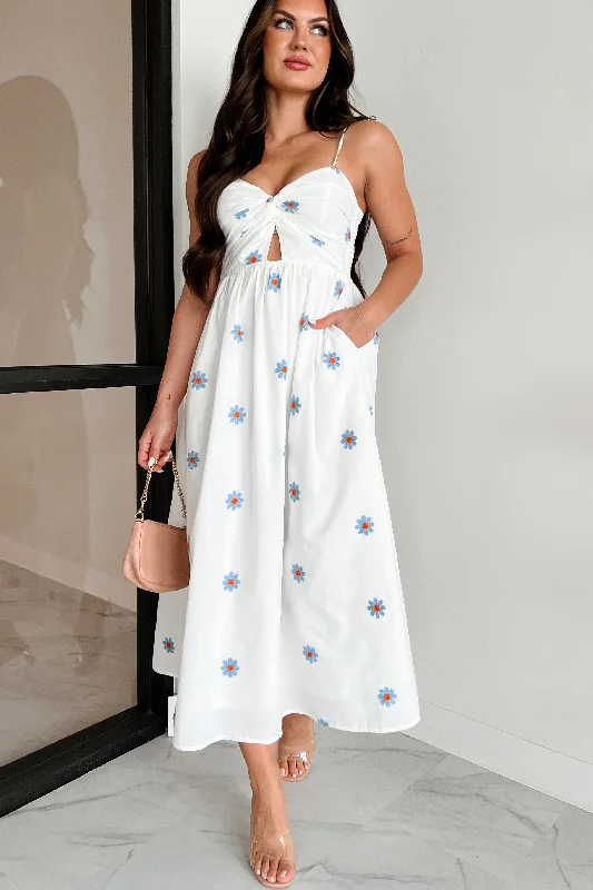 Maxi dresses with a belted empire waist for a more defined and flattering silhouetteCaptivated By You Floral Maxi Dress (Ivory/Blue) Maxi dresses with a belted empire waist for a more defined and flattering silhouetteCaptivated By You Floral Maxi Dress (Ivory/Blue)