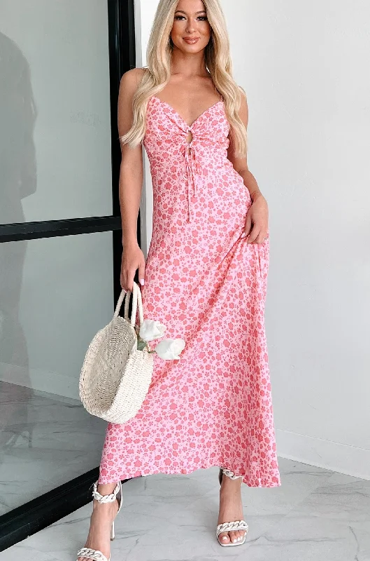 Maxi dresses with embroidered floral motifs for a unique designCharismatic Appeal Tie-Front Floral Maxi Dress (Pink Multi) Maxi dresses with embroidered floral motifs for a unique designCharismatic Appeal Tie-Front Floral Maxi Dress (Pink Multi)