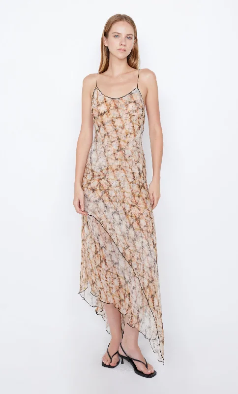 Maxi dresses with balloon sleeves for a vintage - inspired styleCIEL ASYM DRESS - GEO SHIBORI Maxi dresses with balloon sleeves for a vintage - inspired styleCIEL ASYM DRESS - GEO SHIBORI