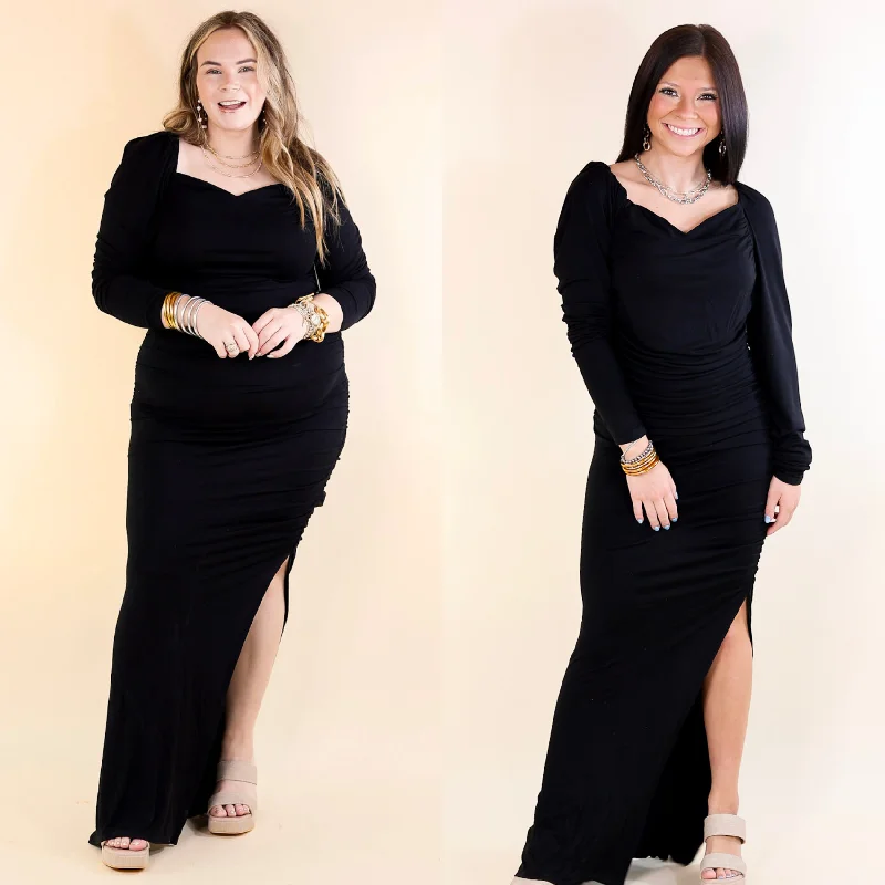 Maxi dresses with side slits for a touch of allureClassy Girl Long Sleeve Sweetheart Neckline Maxi Dress in Black Maxi dresses with side slits for a touch of allureClassy Girl Long Sleeve Sweetheart Neckline Maxi Dress in Black