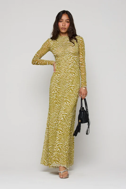 Maxi dresses with mesh panels for a sexy and trendy appearanceLyon Dress in Kuma