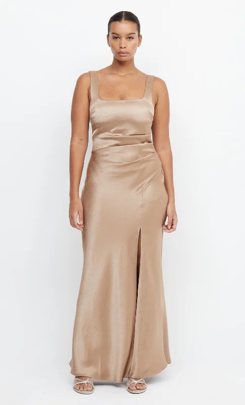 Maxi dresses with beaded embellishments for a fancy and luxurious eventTHE DREAMER SQUARE NECK DRESS - GOLDEN Maxi dresses with beaded embellishments for a fancy and luxurious eventTHE DREAMER SQUARE NECK DRESS - GOLDEN