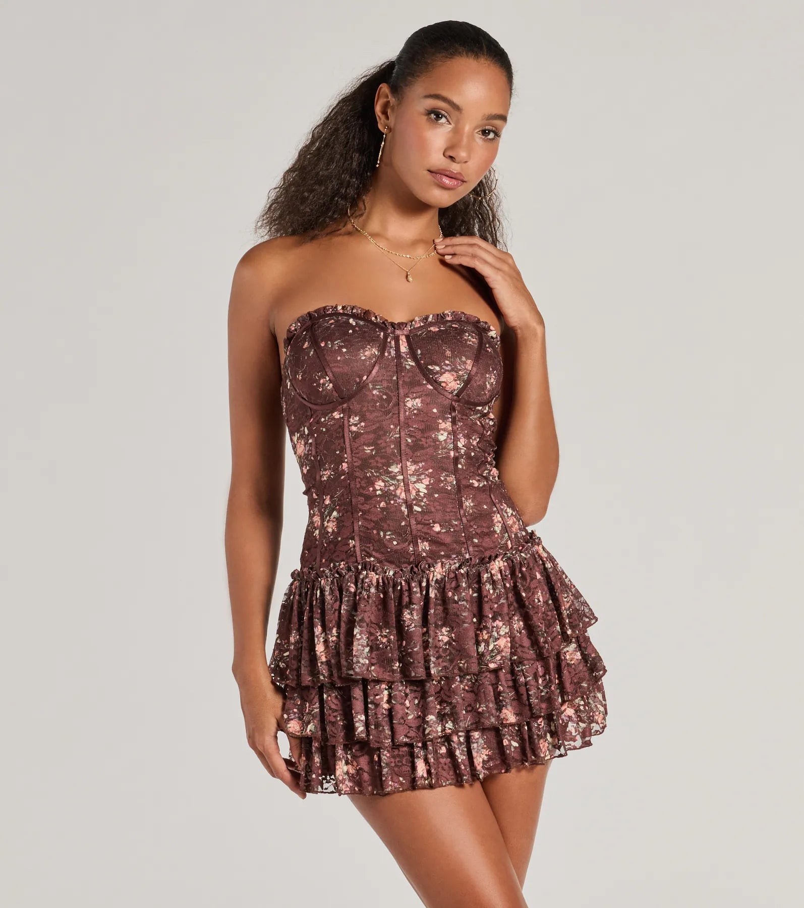 Mini dresses with asymmetric hems for a fashion - forward lookFlirty Fleur Strapless Floral Lace Mini Dress Mini dresses with asymmetric hems for a fashion - forward lookFlirty Fleur Strapless Floral Lace Mini Dress