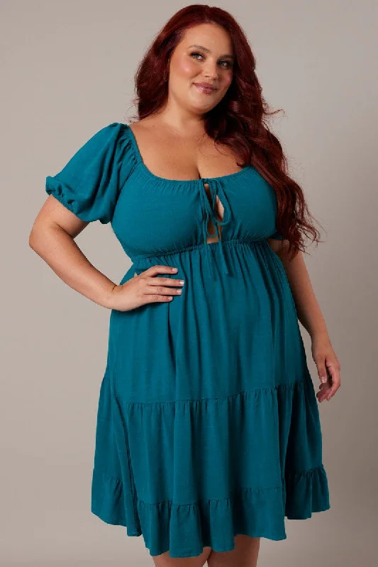 Mini dresses with one - shoulder designsGreen Mini Dress Linen Blend Puff Sleeve Sweetheart Neck Mini dresses with one - shoulder designsGreen Mini Dress Linen Blend Puff Sleeve Sweetheart Neck